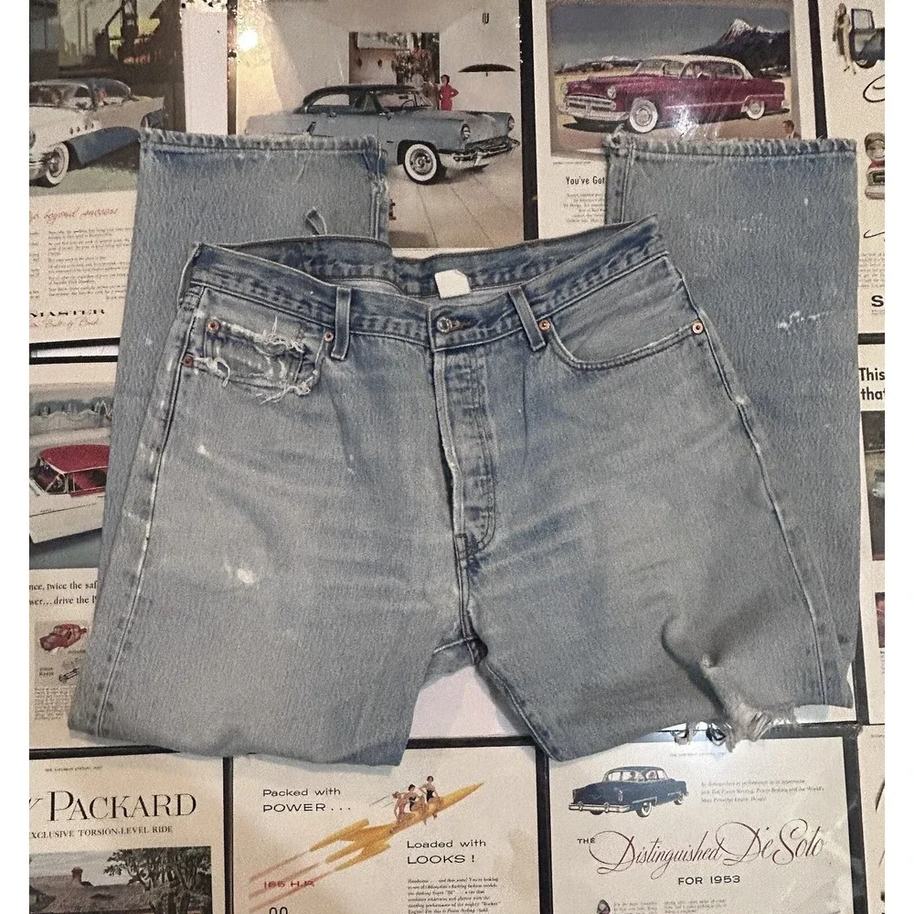 Vintage Levi's 501 Jeans Mens 38x33 Original Fit Button Fly Blue Denim 90s